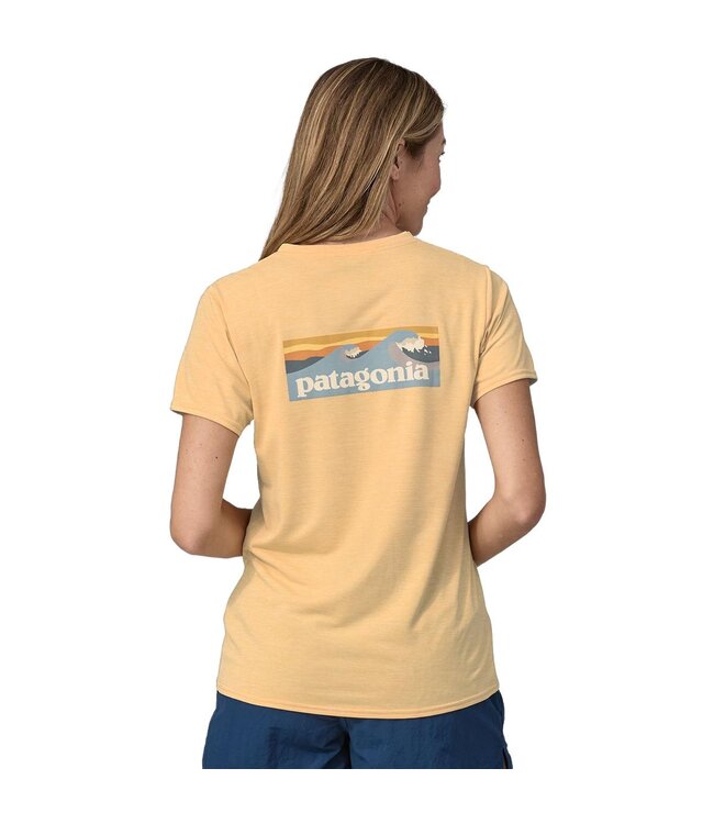 PATAGONIA W's Cap Cool Daily Graphic Shirt - Waters Boardshort Logo: Sandy Melon X-Dye S
