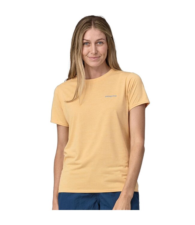 PATAGONIA W's Cap Cool Daily Graphic Shirt - Waters Boardshort Logo: Sandy Melon X-Dye S