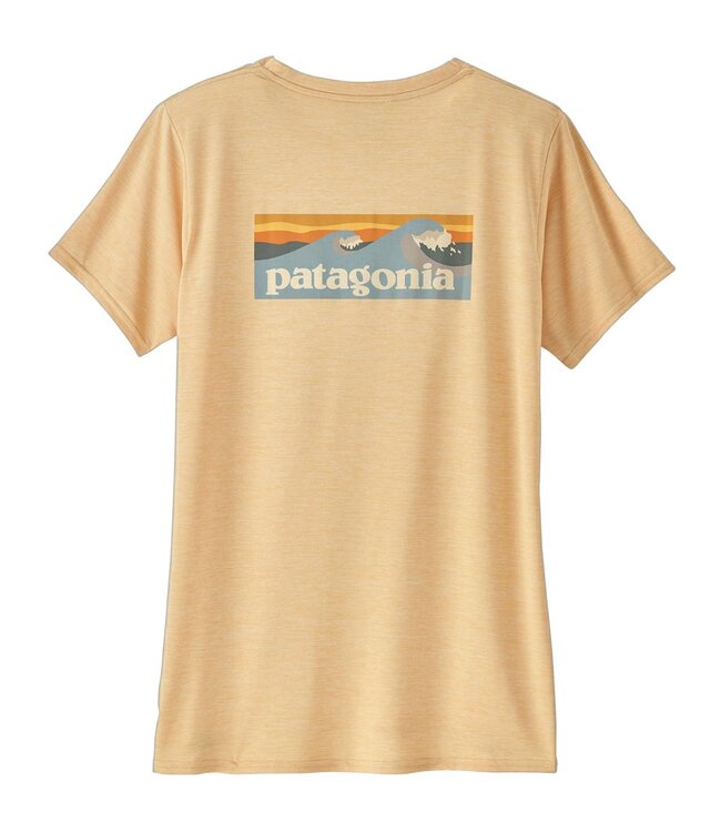 PATAGONIA W's Cap Cool Daily Graphic Shirt - Waters Boardshort Logo: Sandy Melon X-Dye S