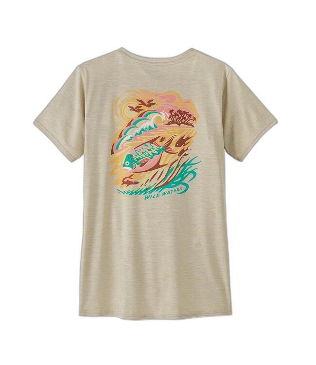 PATAGONIA W's Cap Cool Daily Graphic Shirt - Waters Palm Island: Pumice X-Dye S