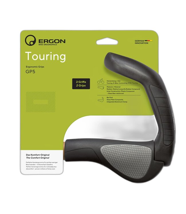 Ergon GP5 Grips - Lock-On, Twistshift, Small, Black/Gray