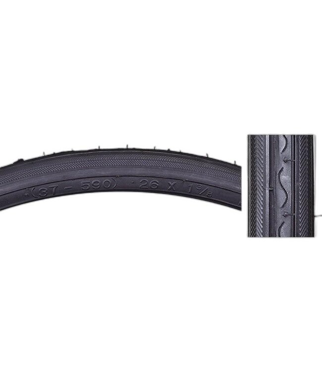 TIRE SUNLT 26x1-3/8 BK/BK RD K40 WIRE