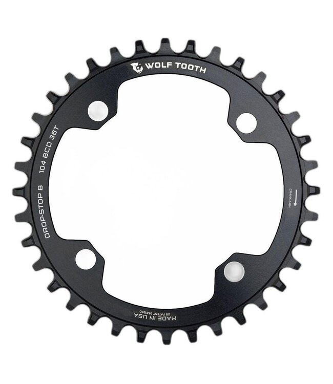 Wolf Tooth 104 BCD Chainring - 36t, 104 BCD, 4-Bolt, Drop-Stop B, Black