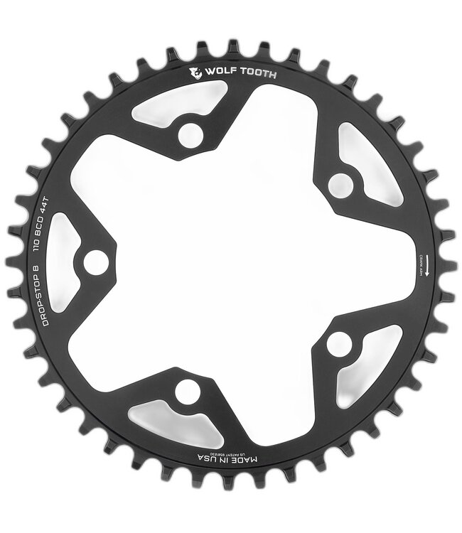 Wolf Tooth Gravel/Cyclocross Chainring, 110BCD 44T - Black  NLS