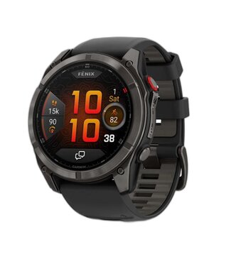 GARMIN fēnix® 8 Pro – 51 mm, AMOLED Sapphire, Carbon Gray DLC Titanium with Black/Pebble Gray Silicone Band