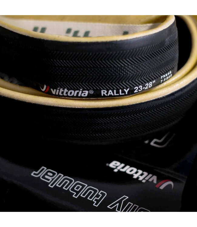 VITTORIA Vittoria Rally Tire - 700 x 25, Tubular, Folding, Black/Tan