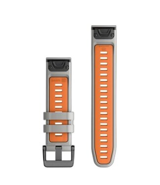 GARMIN Garmin QuickFit® 22 Watch Bands, Fog Gray/Ember Orange Silicone