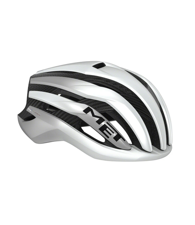 MET Trenta 3K Carbon MIPS Helmet - White/Silver Metallic, Matte, Medium