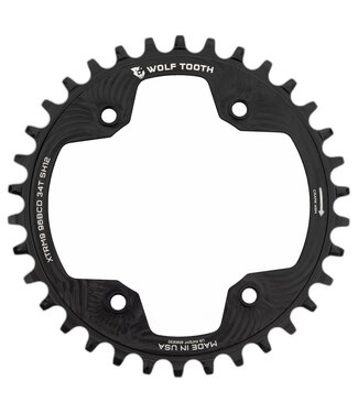 Wolf Tooth 96 BCD Chainring - 34t, 96 Asymmetric BCD, 4-Bolt, Drop-Stop A, For Shimano XTR M9000 and M9020 Cranks, Black