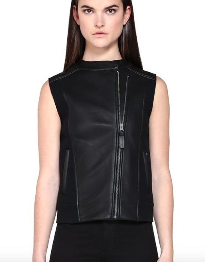 Mackage Catlee Lux Leather Sleeveless Vest with Asymmetrical Front ...