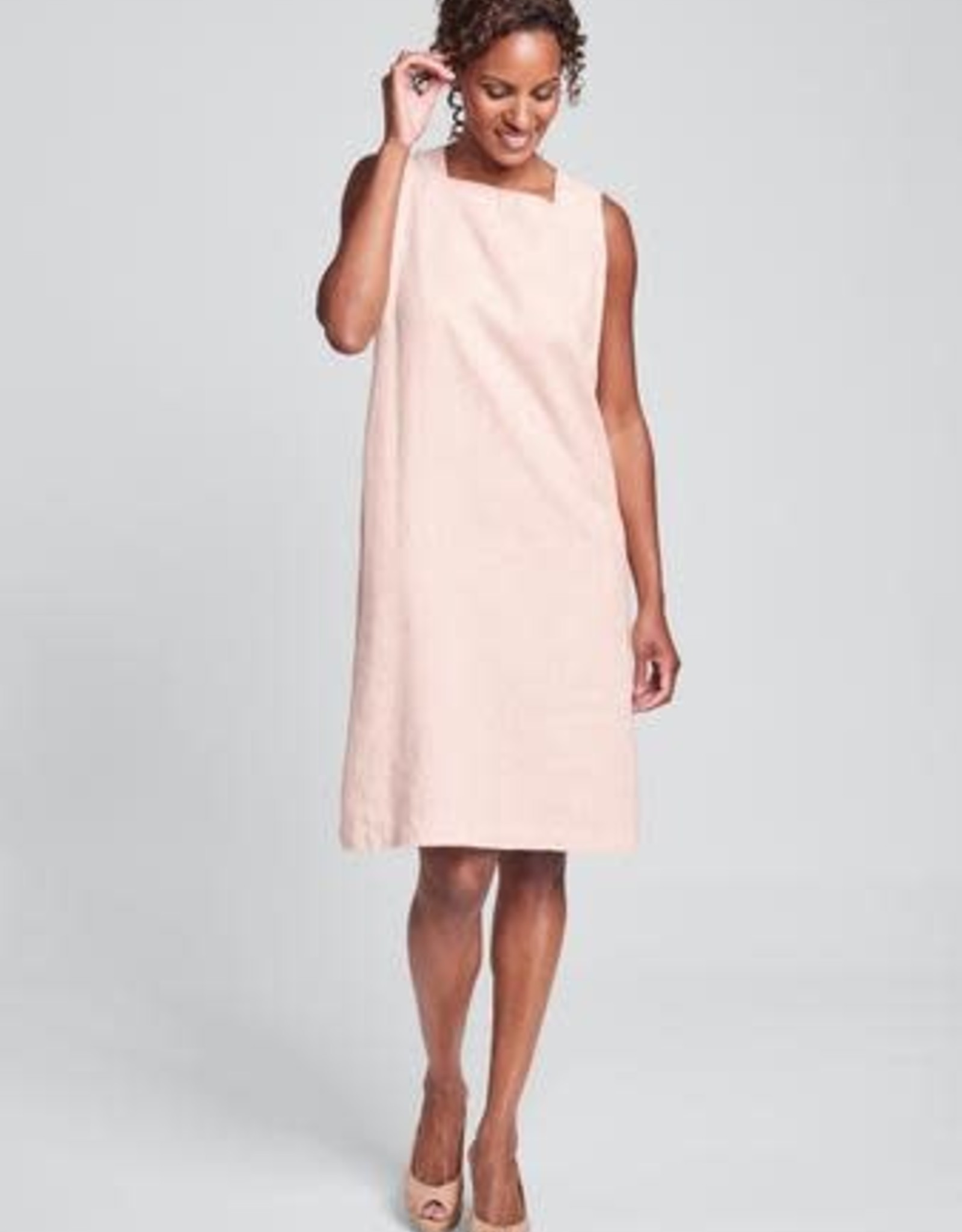 linen square neck dress
