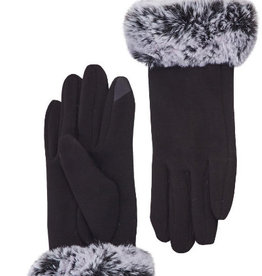 Faux Fur Black Gloves