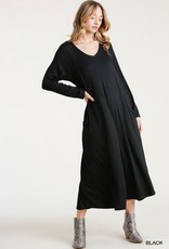 Umgee Long Sleeve V-Neck Maxi Dress