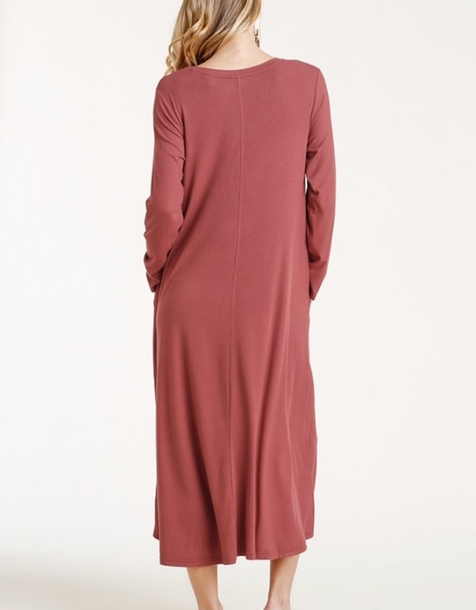 Umgee Long Sleeve V-Neck Maxi Dress