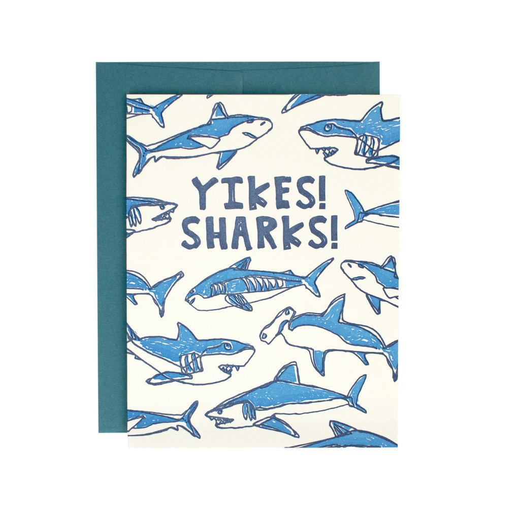 Hat + Wig + Glove Yikes! Sharks! Supreme Letterpress Card