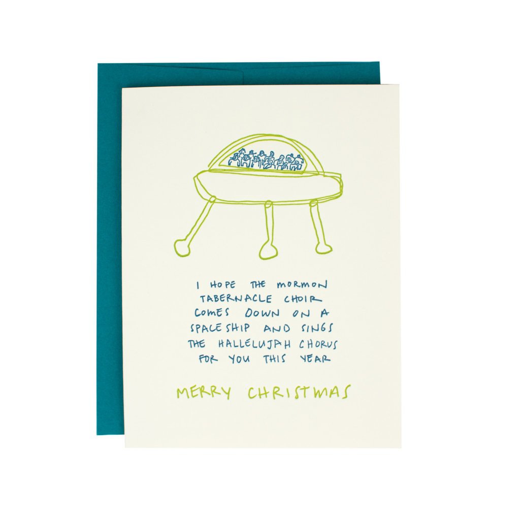 Hat + Wig + Glove Spaceship Merry Christmas Supreme Letterpress Card