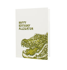 Hat + Wig + Glove happy birthday alligator letterpress card