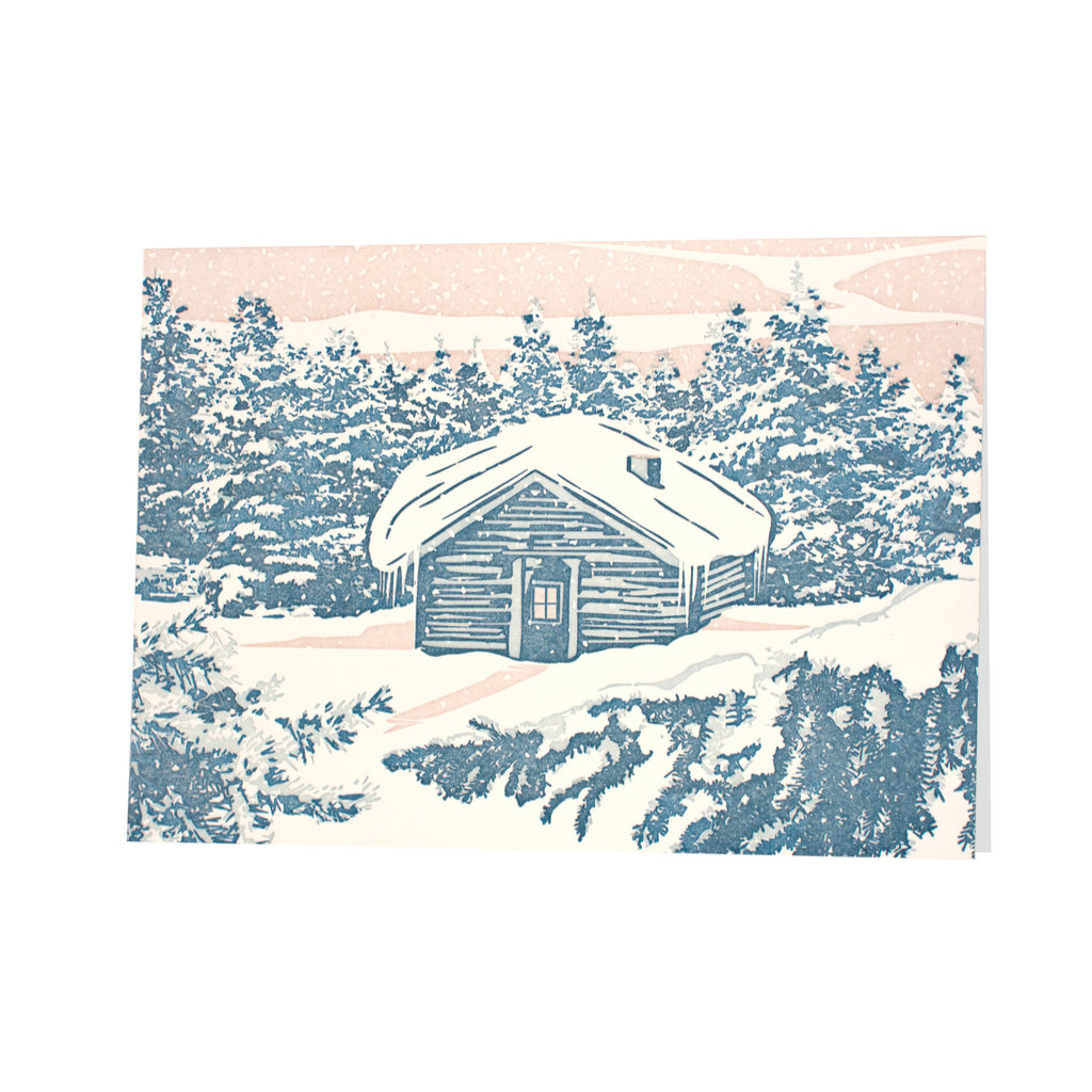 Oblation Papers & Press Snowy Cabin Woodblock Letterpress Card