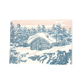 Oblation Papers & Press Snowy Cabin Woodblock Letterpress Card