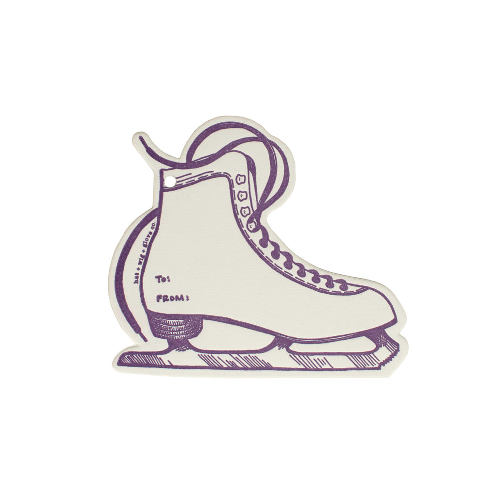 Hat + Wig + Glove Ice Skate Letterpress Gift Tag