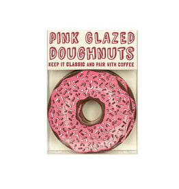 Hat + Wig + Glove Pink Glazed Sprinkle Doughnut Letterpress Coasters