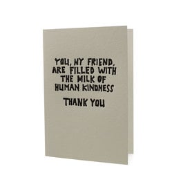 Hat + Wig + Glove Milk of Human Kindness Thank You Letterpress Card