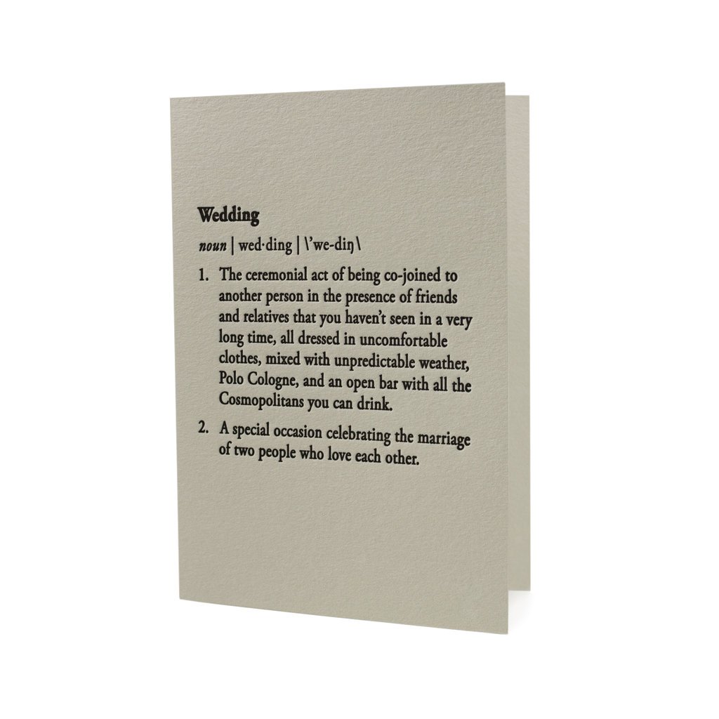 Hat + Wig + Glove Wedding Definition Letterpress Card