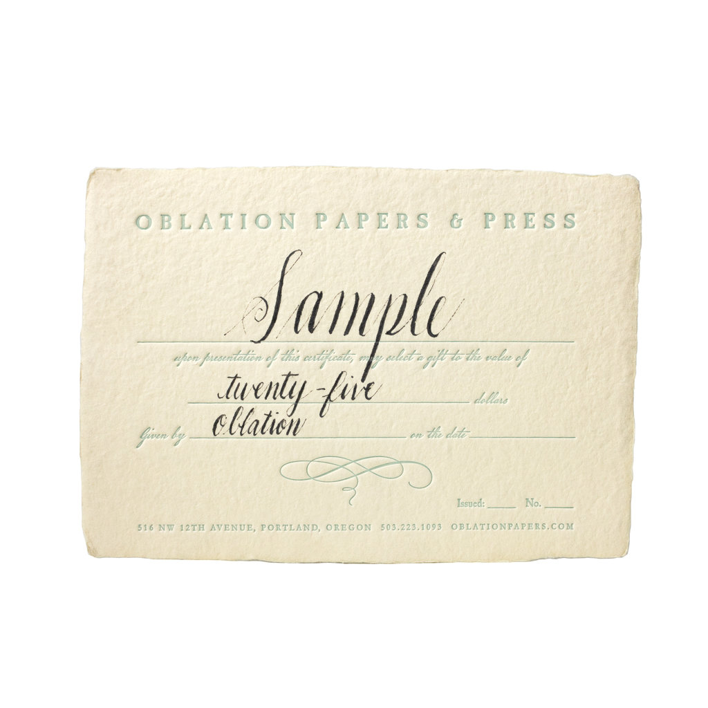Oblation Papers & Press In-store Gift Certificate