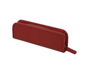 red leather pencil case