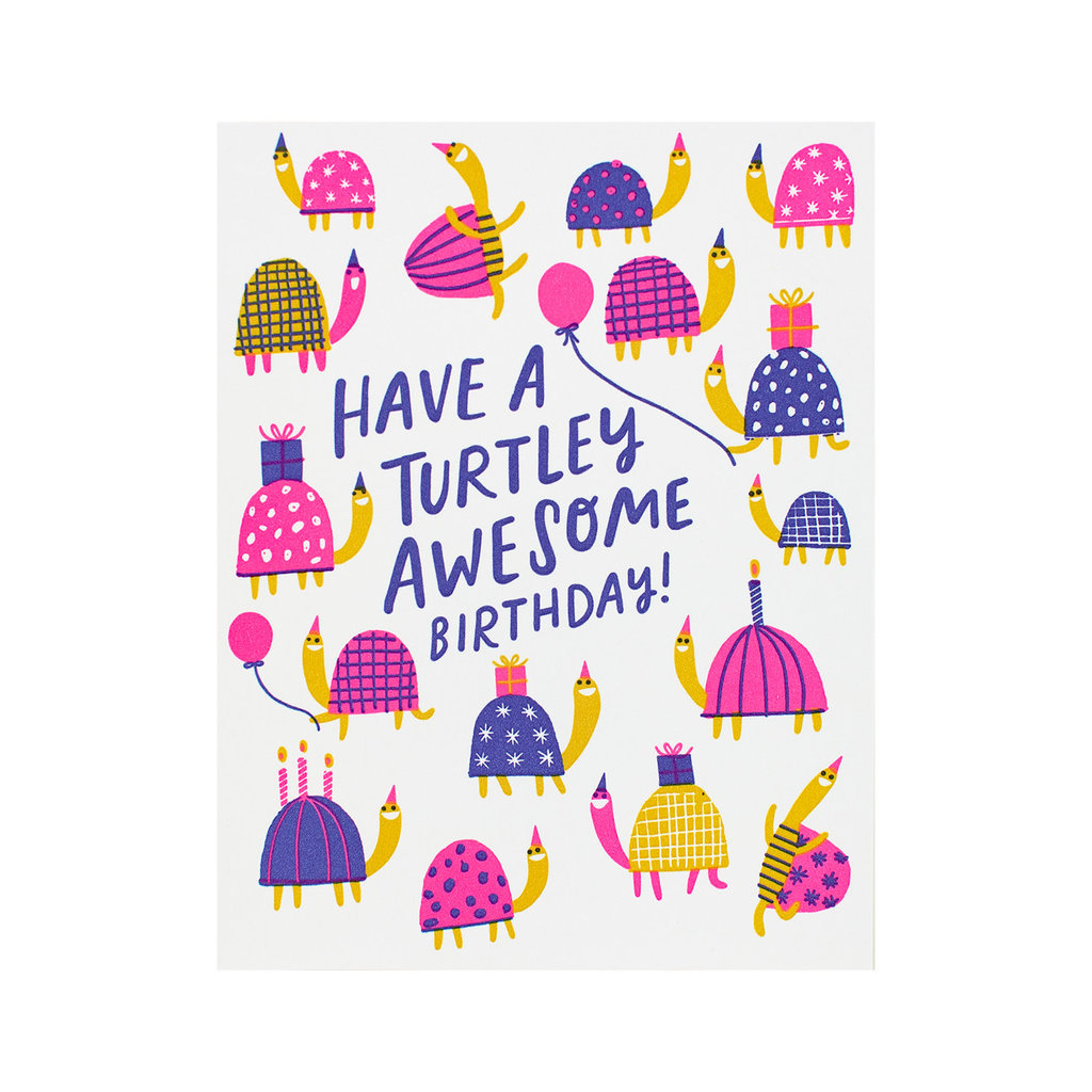 Hello! Lucky Turtley Awesome Letterpress Card