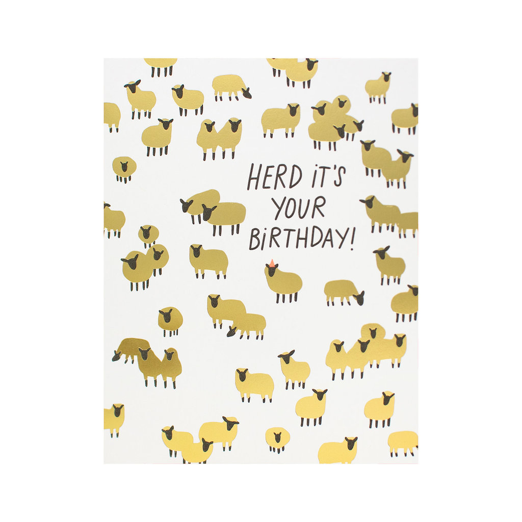 Hello! Lucky Herd Its Your Birthday Letterpress Card