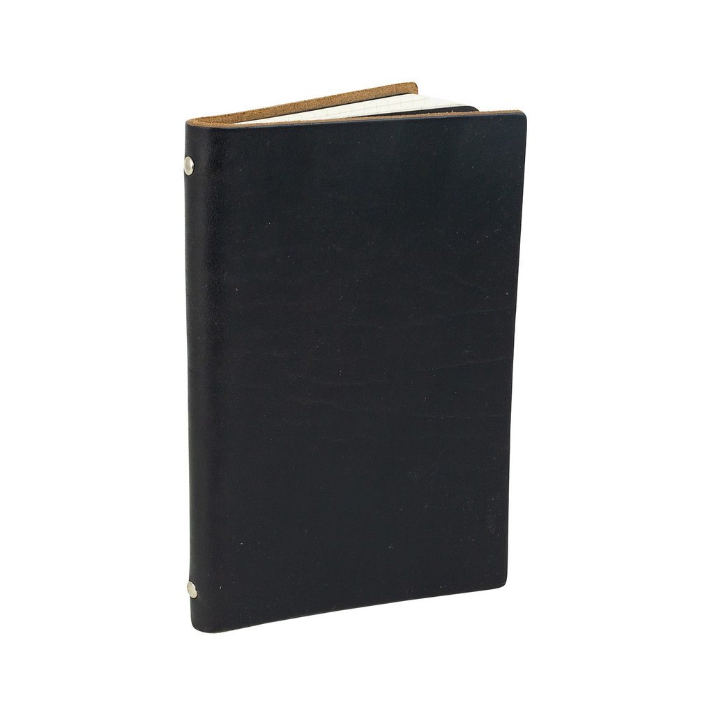 Goby Design Leather Pocket Notebook - Midnight Black