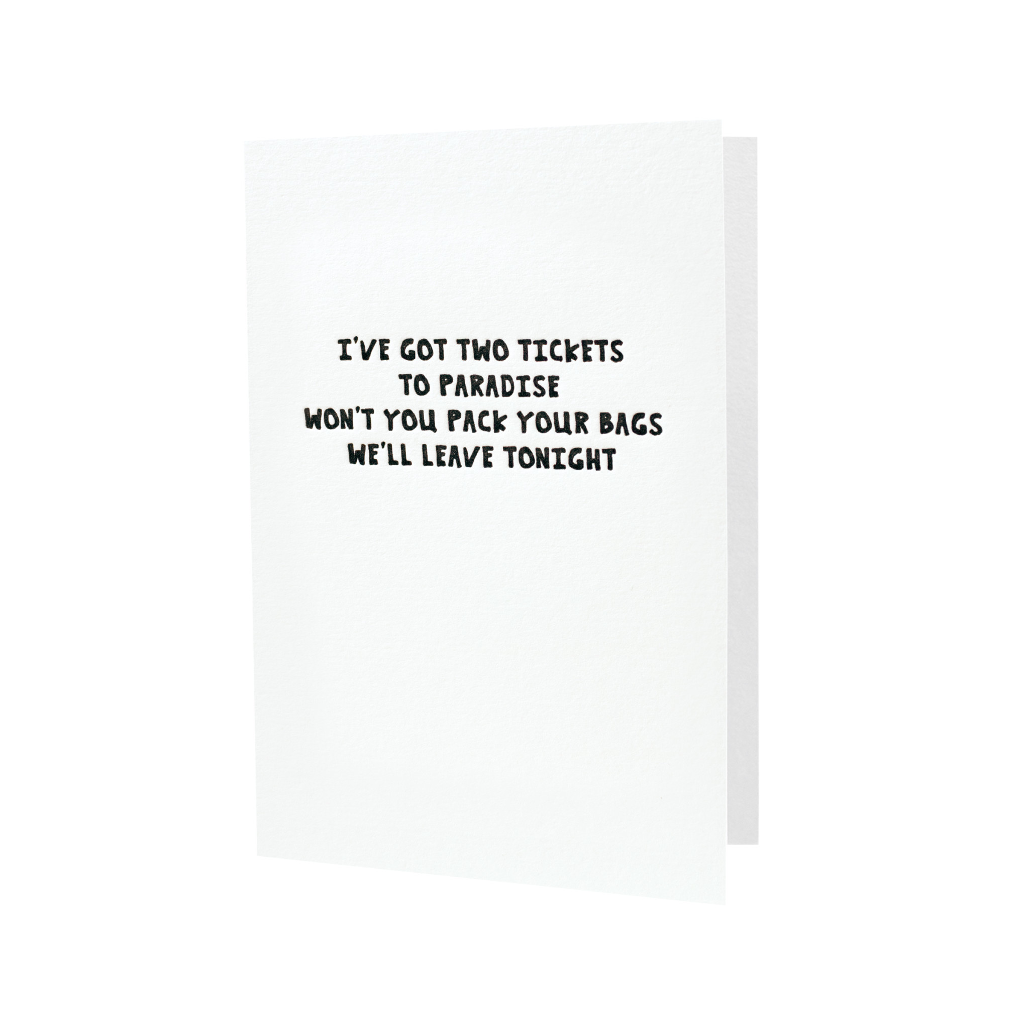 Two Tickets to Paradise Letterpress Card - oblation papers & press