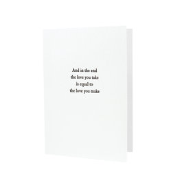 Hat + Wig + Glove Love You Take is Equal to the Love You Make Letterpress Card