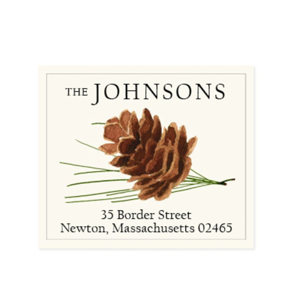 Felix Doolittle pine cone address label