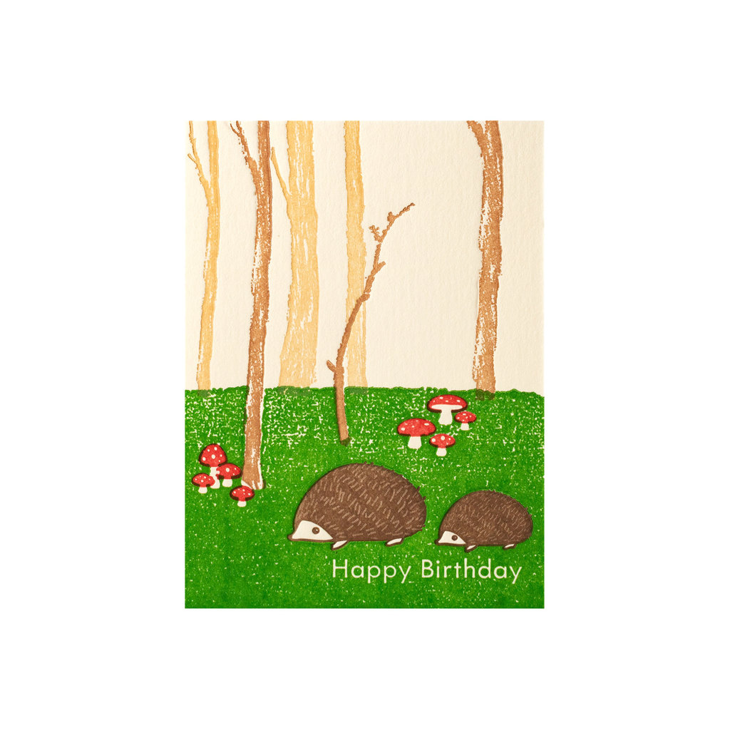Ilee Papergoods Hedgehogs Forest Birthday Letterpress Card
