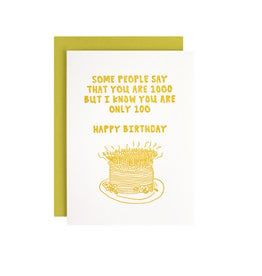 Hat + Wig + Glove You Are Only 100 Birthday Letterpress Card