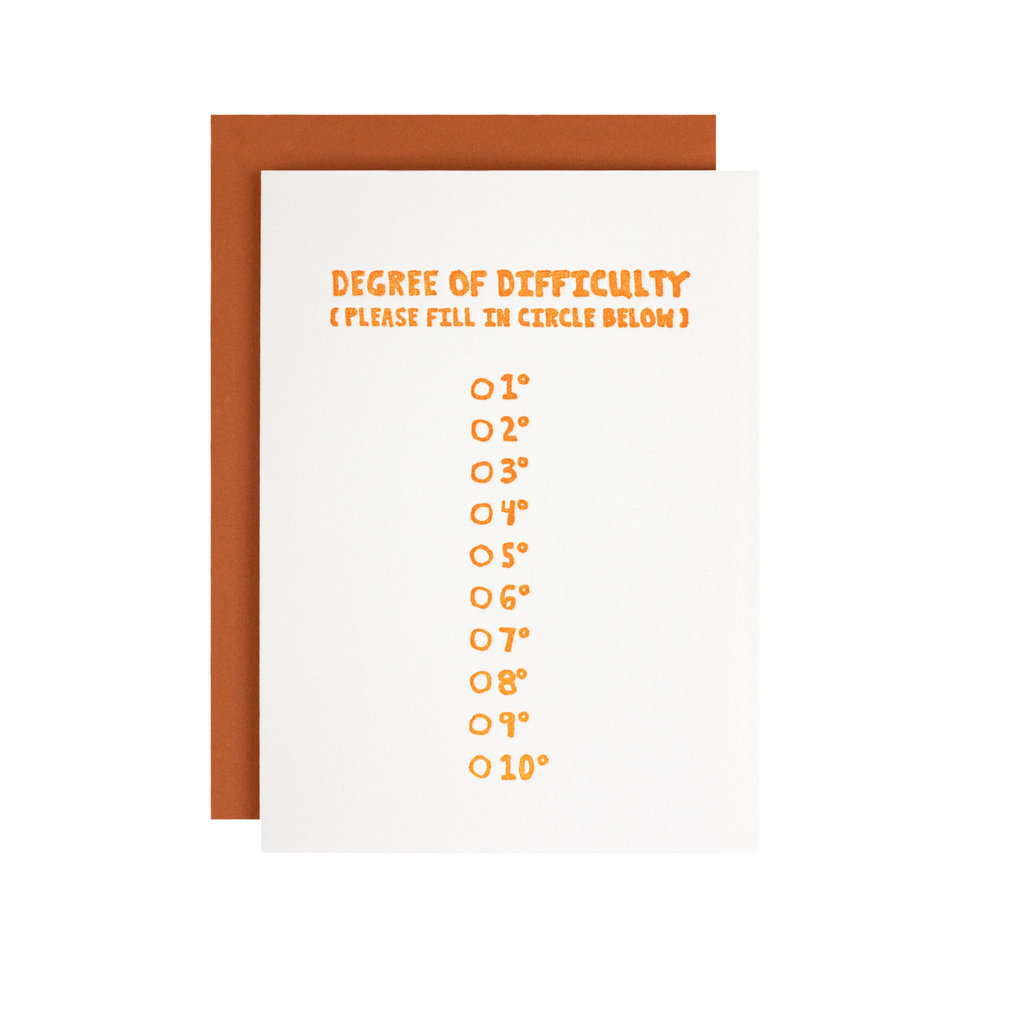 Hat + Wig + Glove Degree of Difficulty Letterpress Card