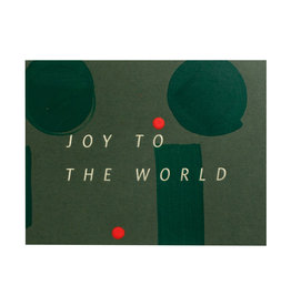 Moglea Joy To The World Green Hand Painted Letterpress Card