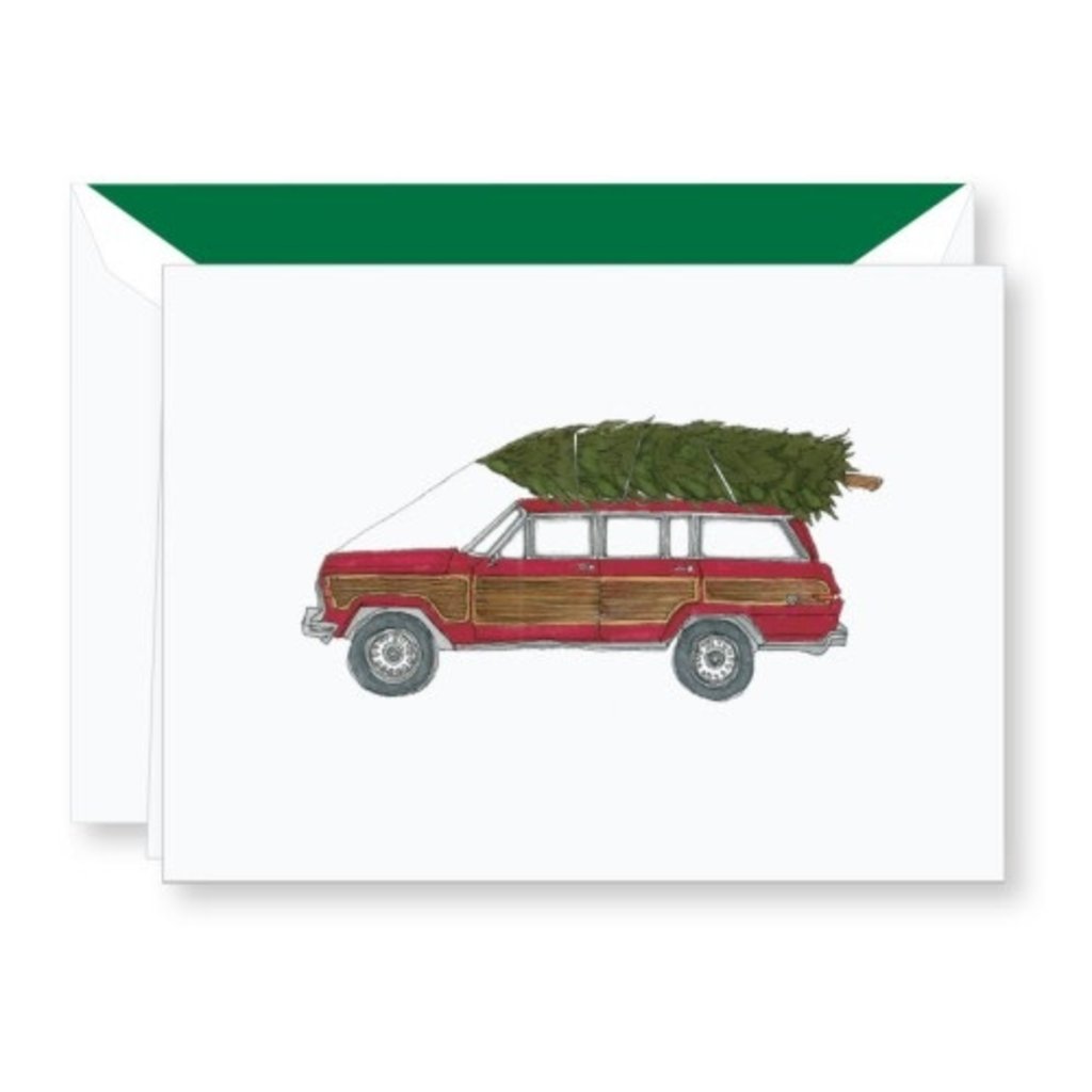 Crane Jeep With Tree Boxed Holiday Notes