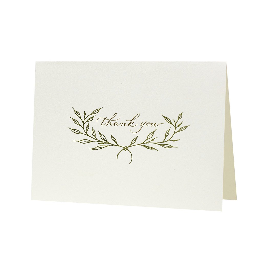 Oblation Papers & Press Branches Calligraphy Thank You Letterpress Card