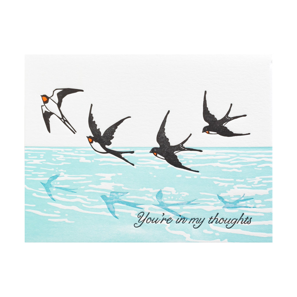 Thinking of You Birds Letterpress Card