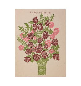 PushMePullYou Press Be My Valentine Bouquet Letterpress Card