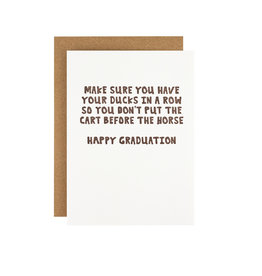 Hat + Wig + Glove Have Your Ducks In a Row Graduation Letterpress Card