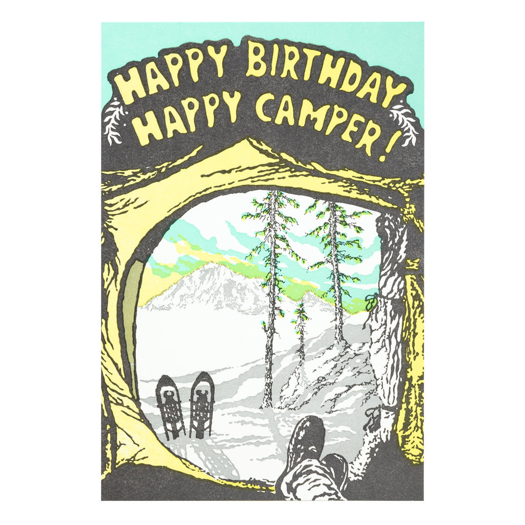 Old School Stationers Happy Birthday Happy Camper! Letterpress Card