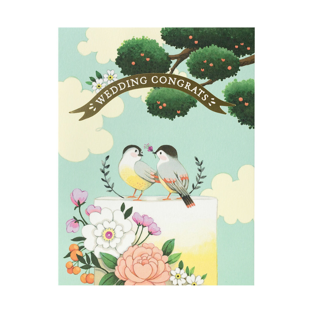 Birds on Wedding Cake Greeting Card