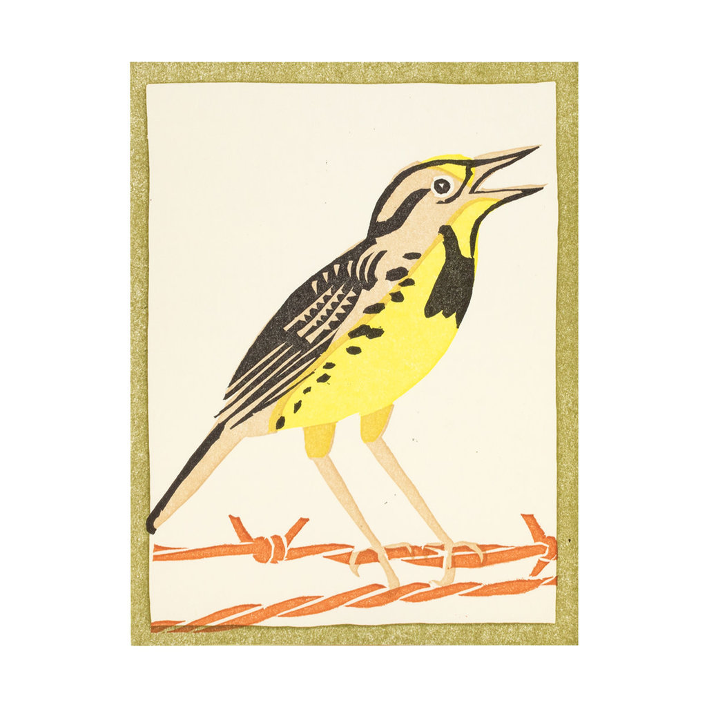 PushMePullYou Press Meadowlark Letterpress Card