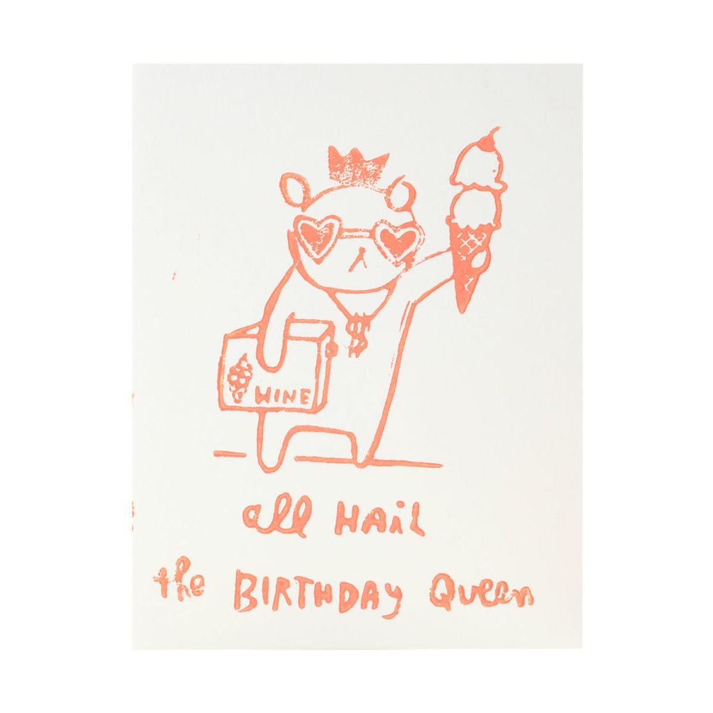 Ghost Academy Birthday Queen Woodblock Print Card