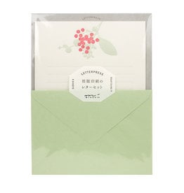 Midori Letter Set 460 Letterpressed Bouquet Red