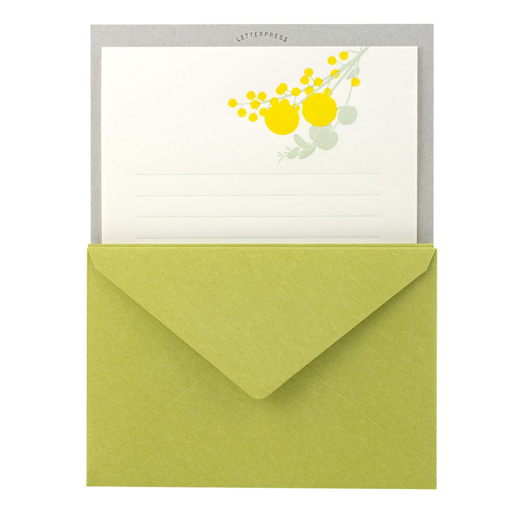 Midori Letter Set 461 Letterpressed Bouquet Yellow